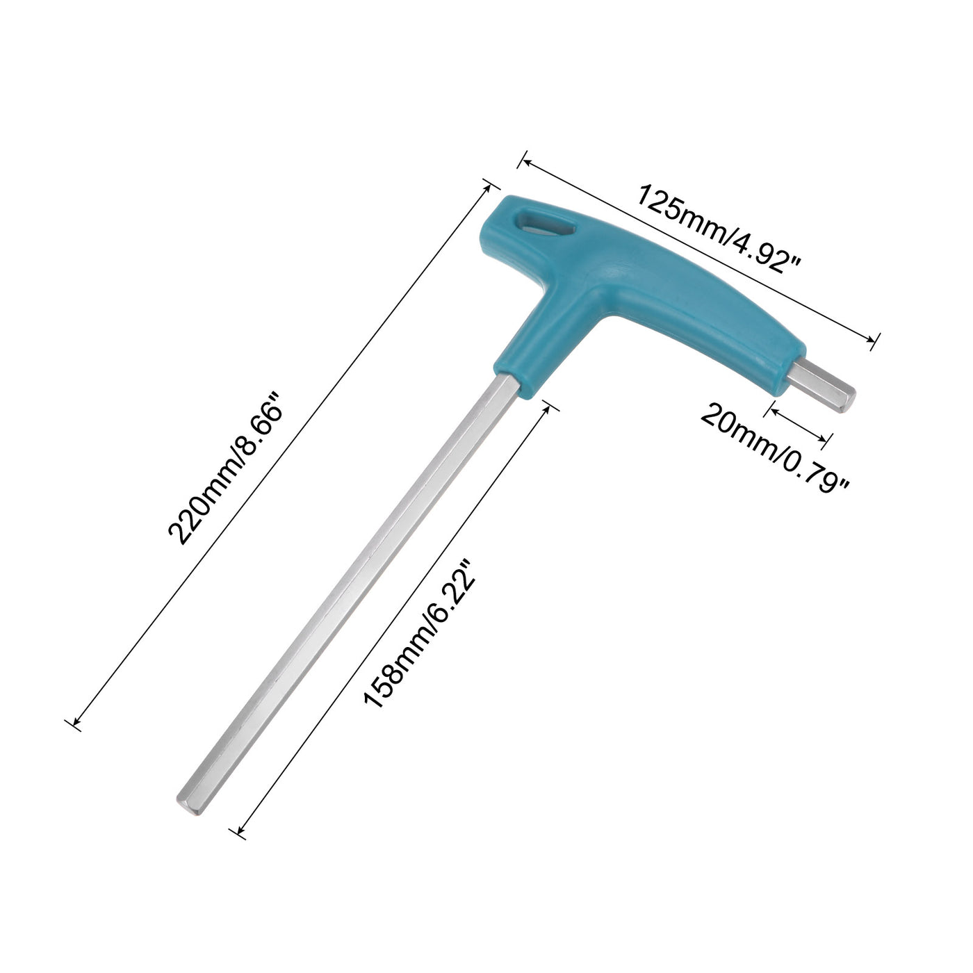 uxcell Uxcell Extra Long Arm T-Handle Hex Key Wrench Chrome Finish