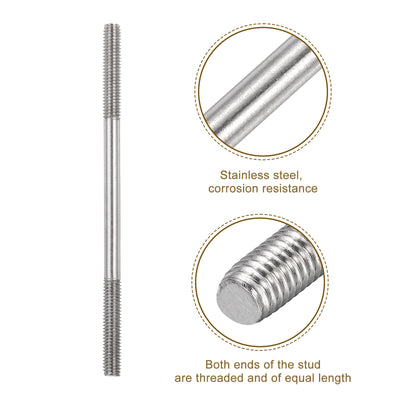 Harfington Uxcell 25Pcs M6x110mm 304 Stainless Steel Double End Threaded Stud Screw