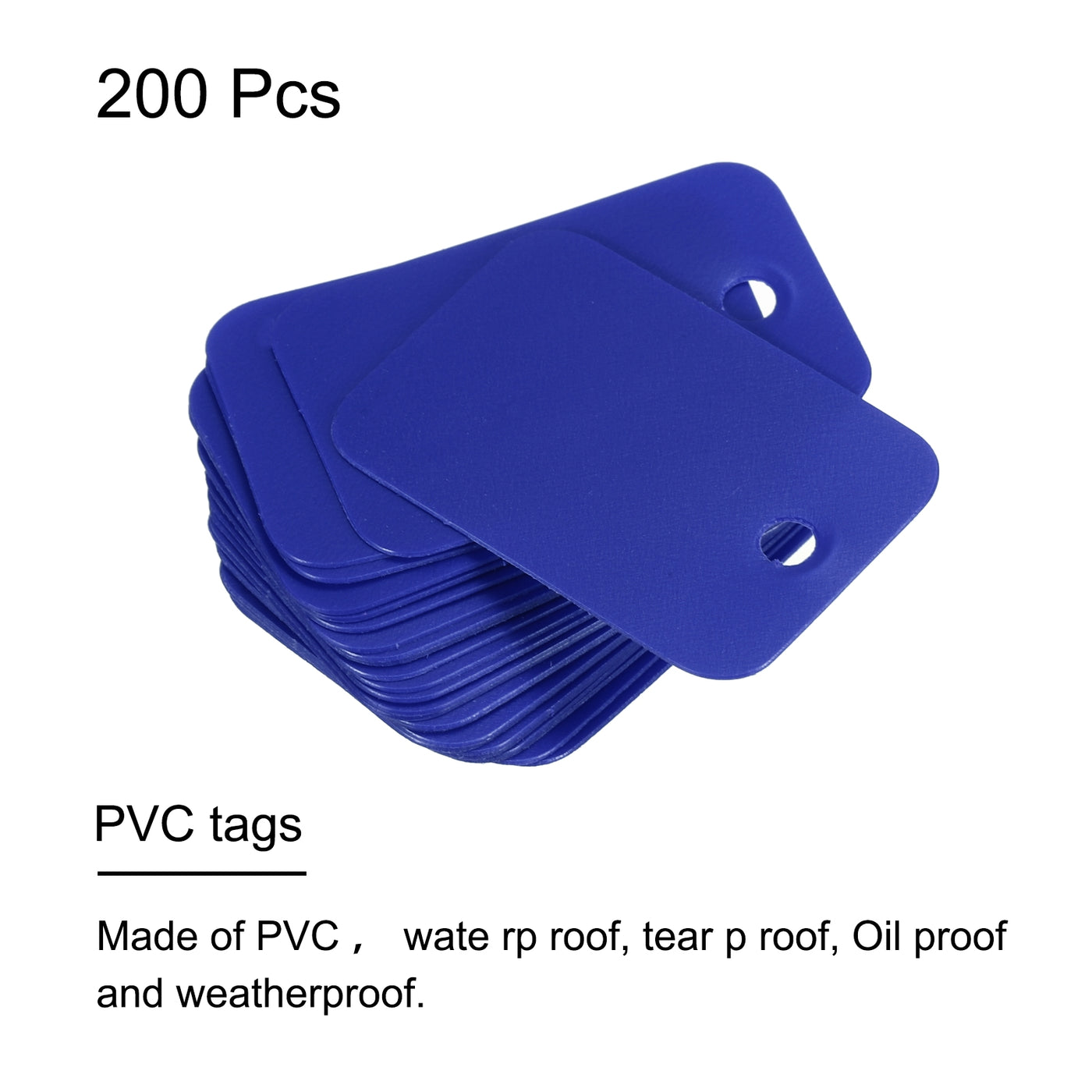 Harfington Waterproof Eyelet Hole Plastic Tags,Outdoor Tags,2x3cm Blue 200 Pcs