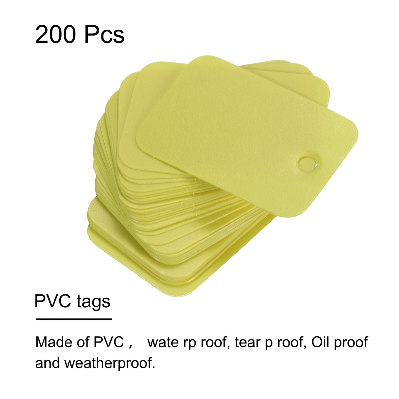 Harfington Waterproof Eyelet Hole Plastic Tags,Outdoor Tags,2x3cm Yellow 200 Pcs