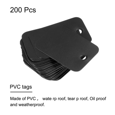 Harfington Waterproof Eyelet Hole Plastic Tags,Outdoor Tags,2x3cm Black 200 Pcs