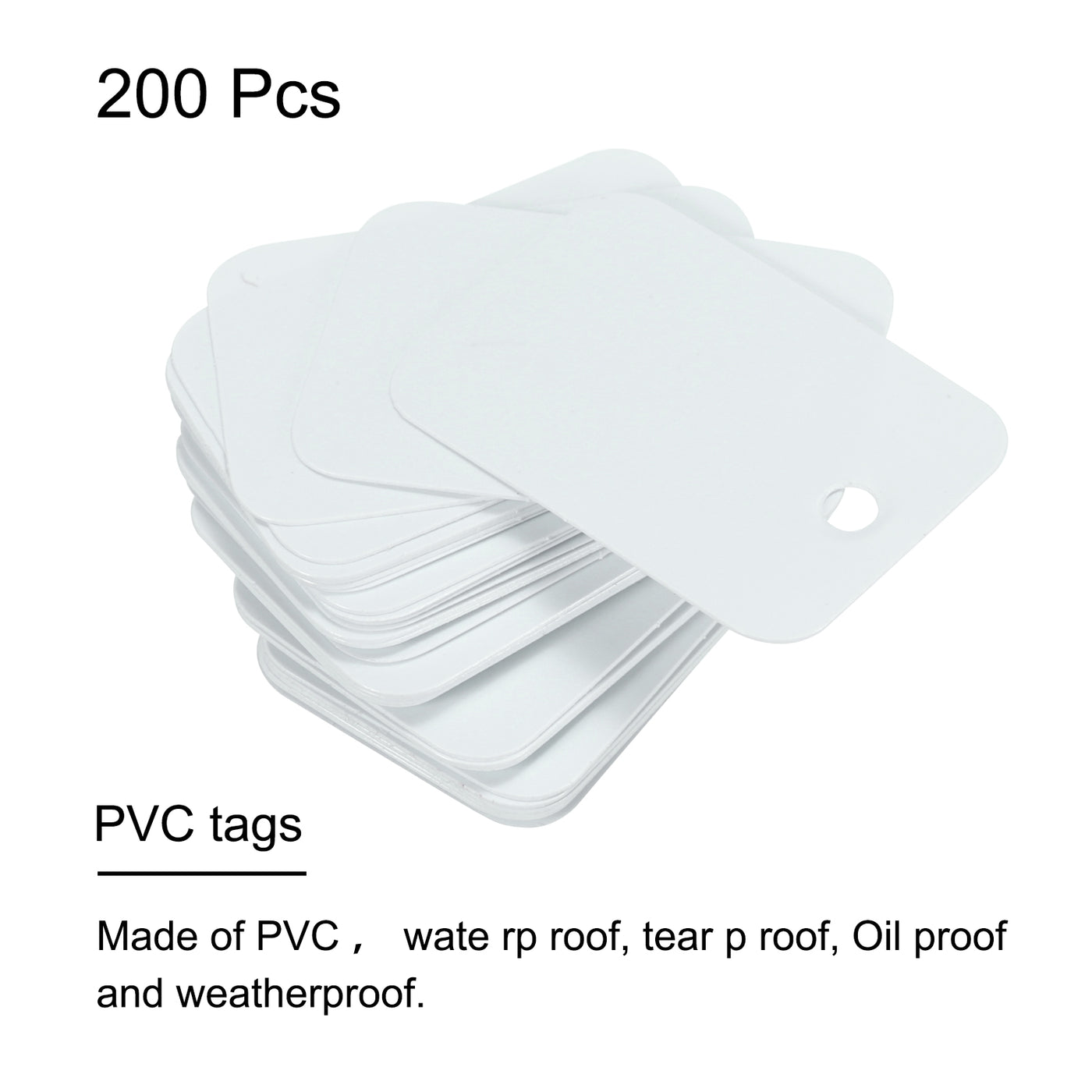 Harfington Waterproof Eyelet Hole Plastic Tags,Outdoor Tags,2x3cm White 200 Pcs