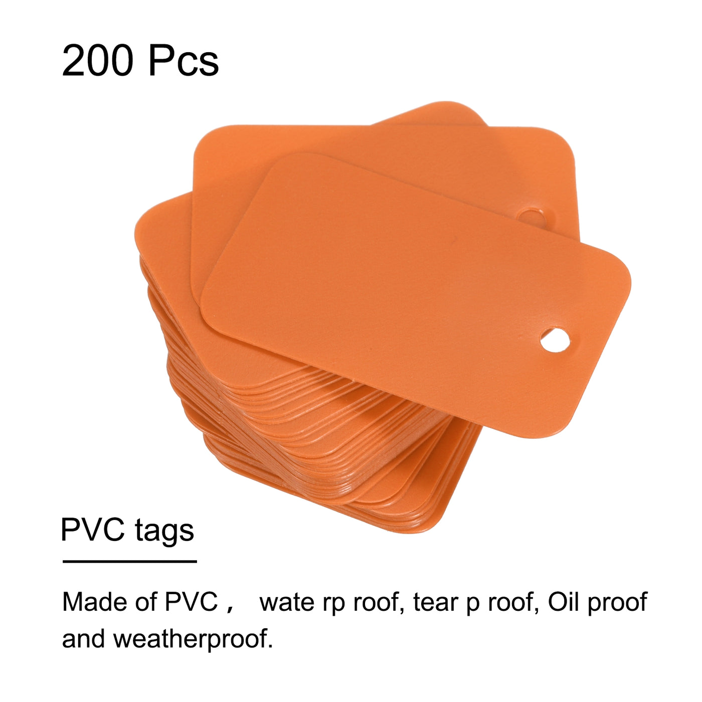 Harfington Waterproof Eyelet Hole Plastic Tags,Outdoor Tags,2.5x4cm Orange 200 Pcs