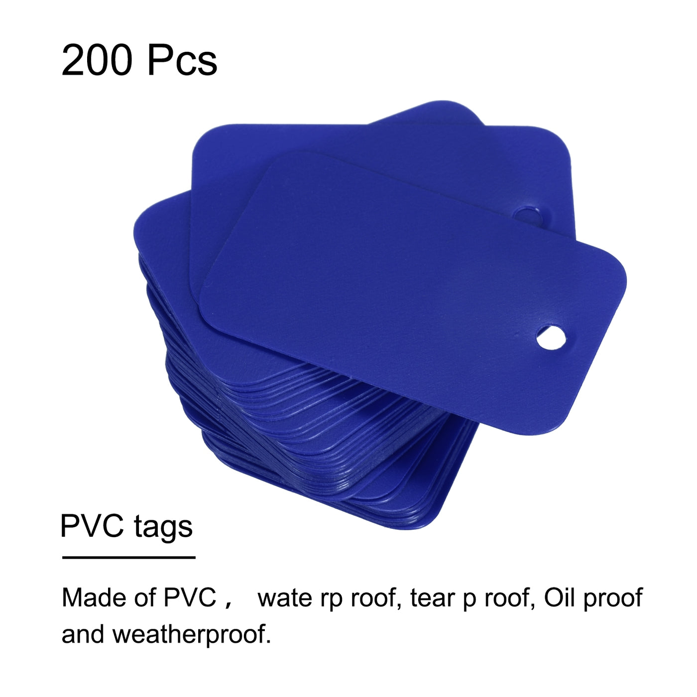 Harfington Waterproof Eyelet Hole Plastic Tags,Outdoor Tags,2.5x4cm Blue 200 Pcs