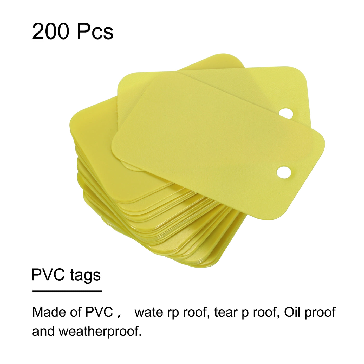 Harfington Waterproof Eyelet Hole Plastic Tags,Outdoor Tags,2.5x4cm Yellow 200 Pcs