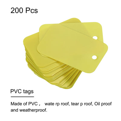 Harfington Waterproof Eyelet Hole Plastic Tags,Outdoor Tags,2.5x4cm Yellow 200 Pcs