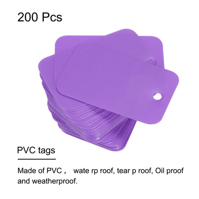 Harfington Waterproof Eyelet Hole Plastic Tags,Outdoor Tags,2.5x4cm Purple 200 Pcs