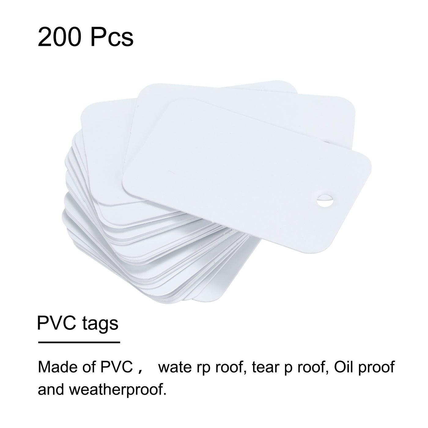 Harfington Waterproof Eyelet Hole Plastic Tags,Outdoor Tags,2.5x4cm White 200 Pcs