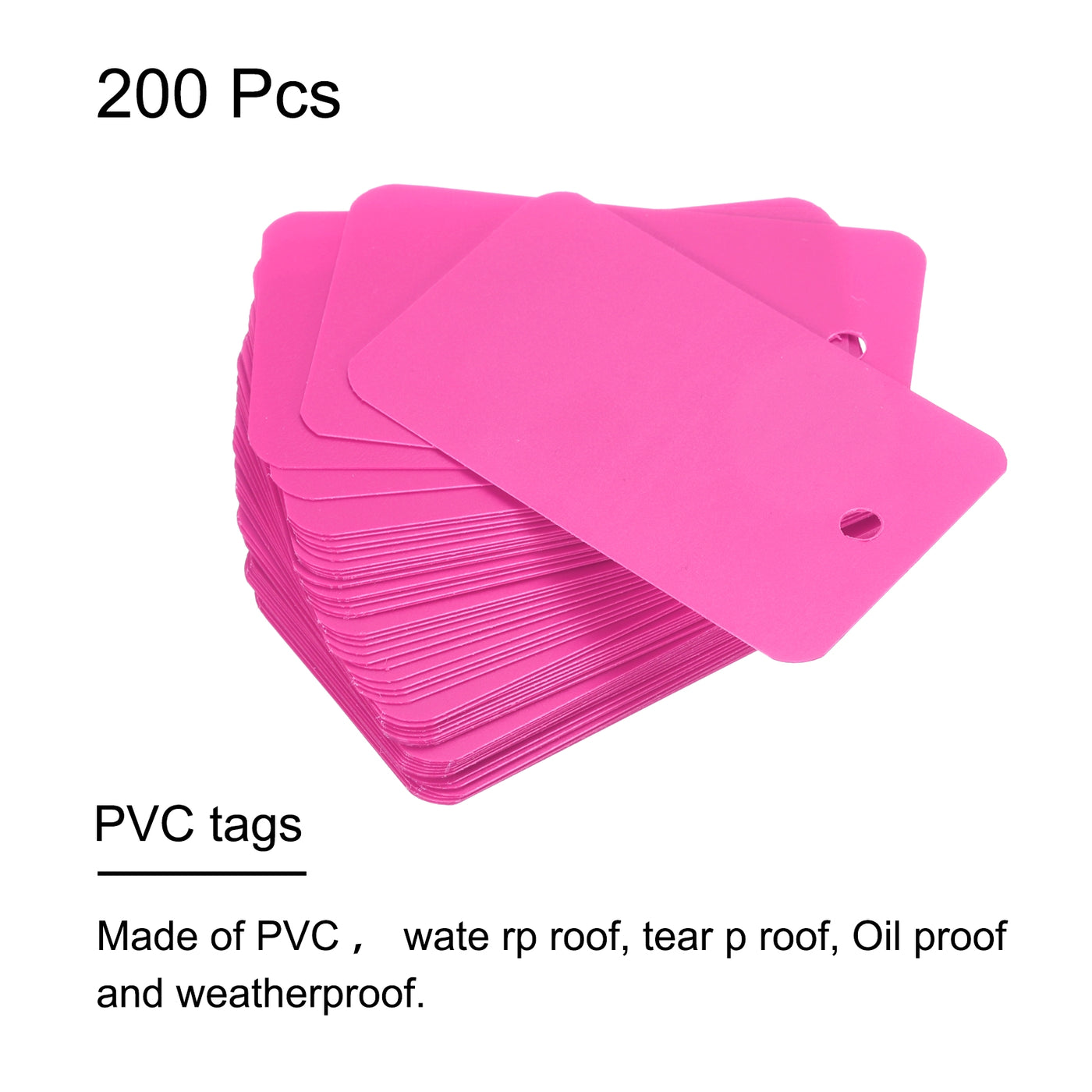 Harfington Waterproof Eyelet Hole Plastic Tags,Outdoor Tags,3.5x6cm Pink 200 Pcs