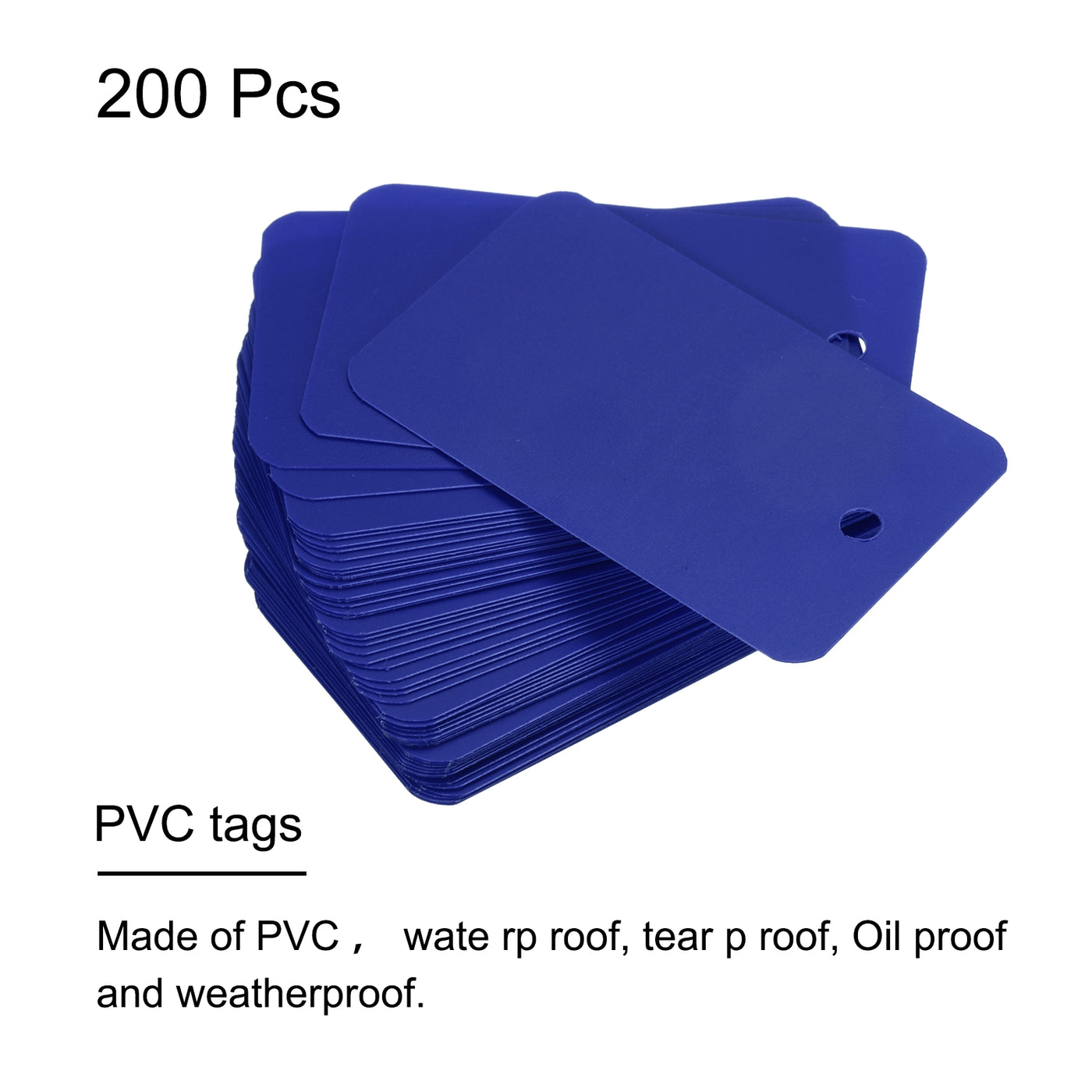 Harfington Waterproof Eyelet Hole Plastic Tags,Outdoor Tags,3.5x6cm Blue 200 Pcs