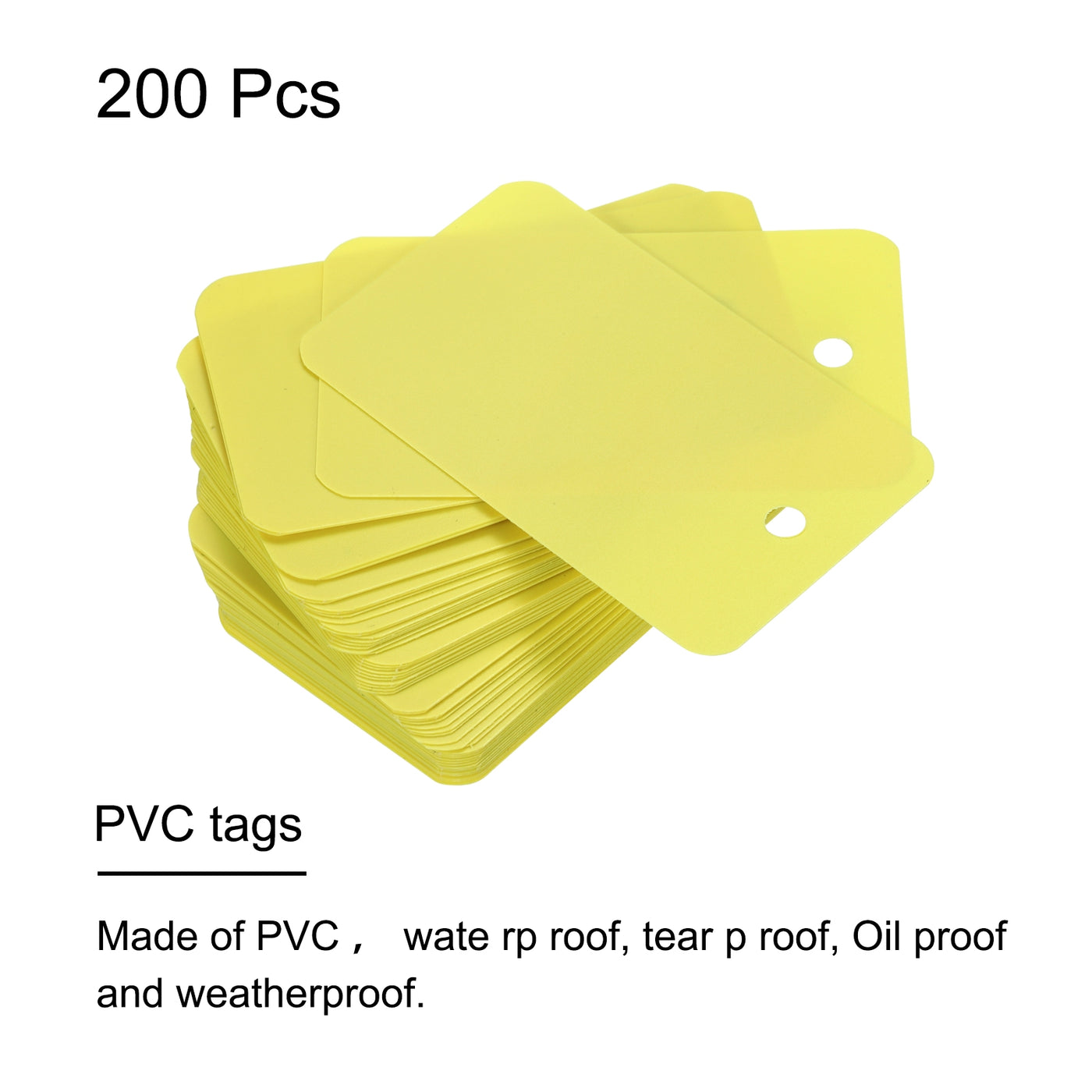 Harfington Waterproof Eyelet Hole Plastic Tags,Outdoor Tags,3.5x6cm Yellow 200 Pcs