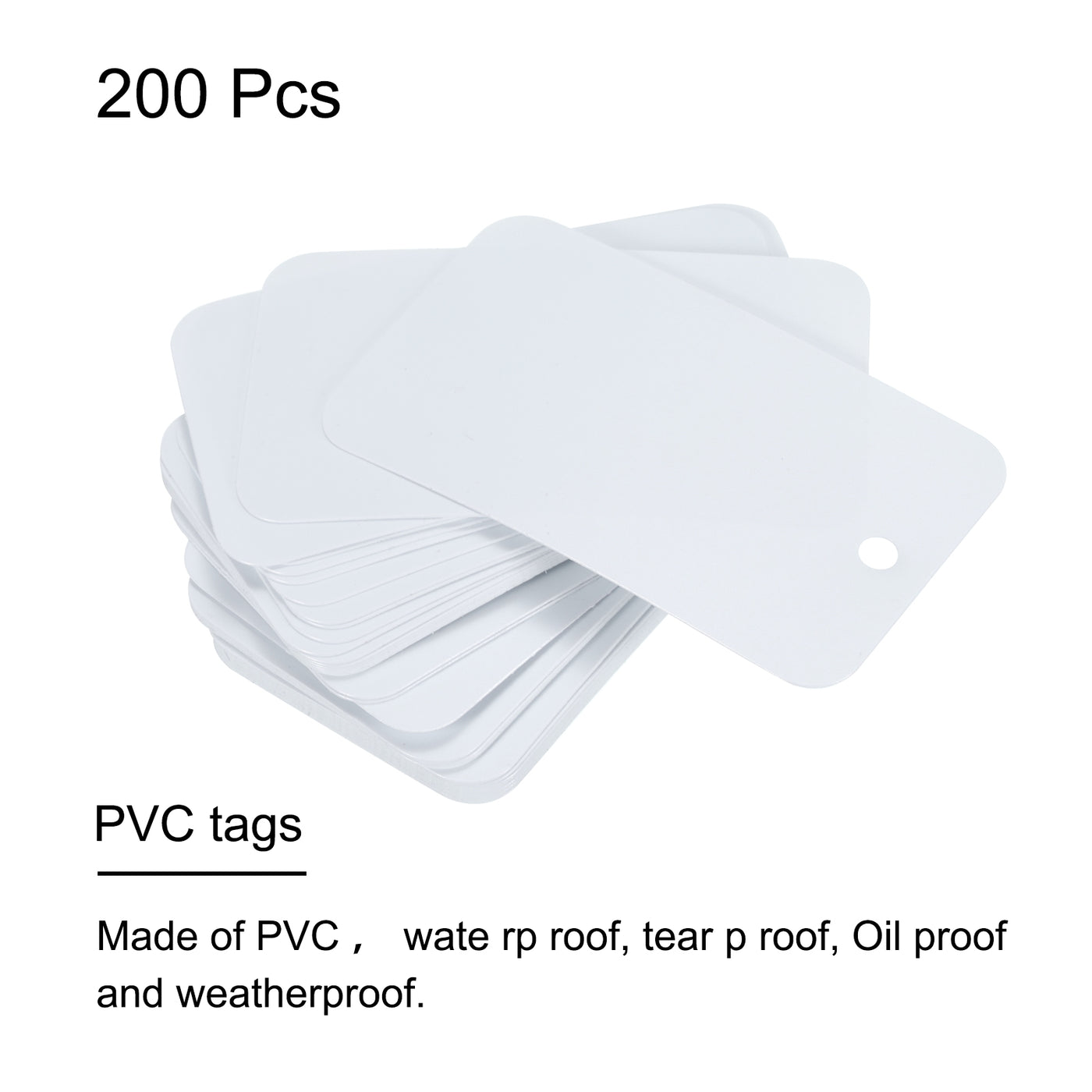 Harfington Waterproof Eyelet Hole Plastic Tags,Outdoor Tags,3.5x6cm White 200 Pcs