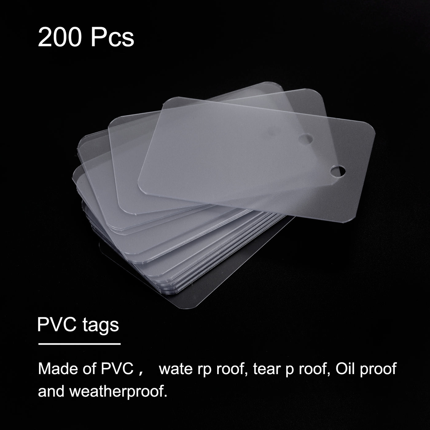 Harfington Waterproof Eyelet Hole Plastic Tags,Outdoor Tags,3.5x6cm Clear Scrub 200 Pcs