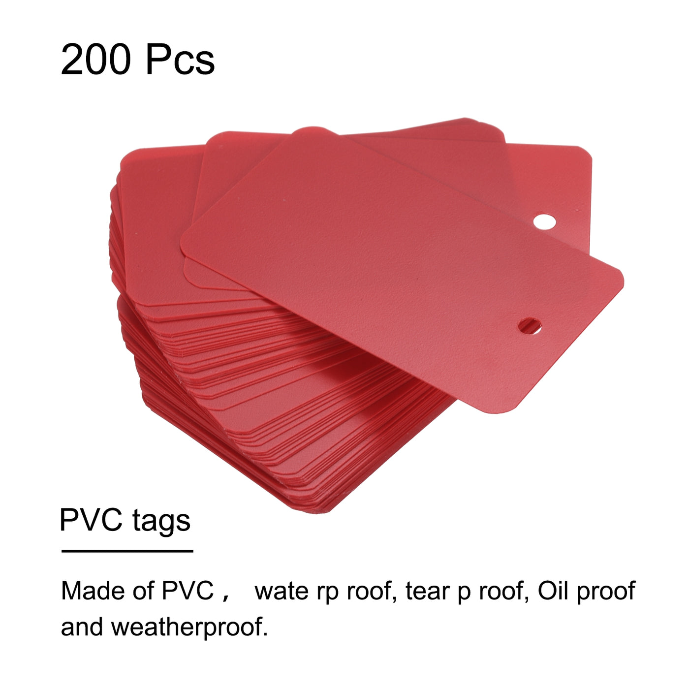 Harfington Waterproof Eyelet Hole Plastic Tags,Outdoor Tags,4x7cm Red 200 Pcs