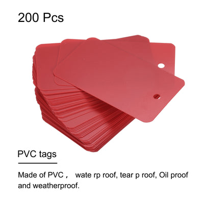 Harfington Waterproof Eyelet Hole Plastic Tags,Outdoor Tags,4x7cm Red 200 Pcs