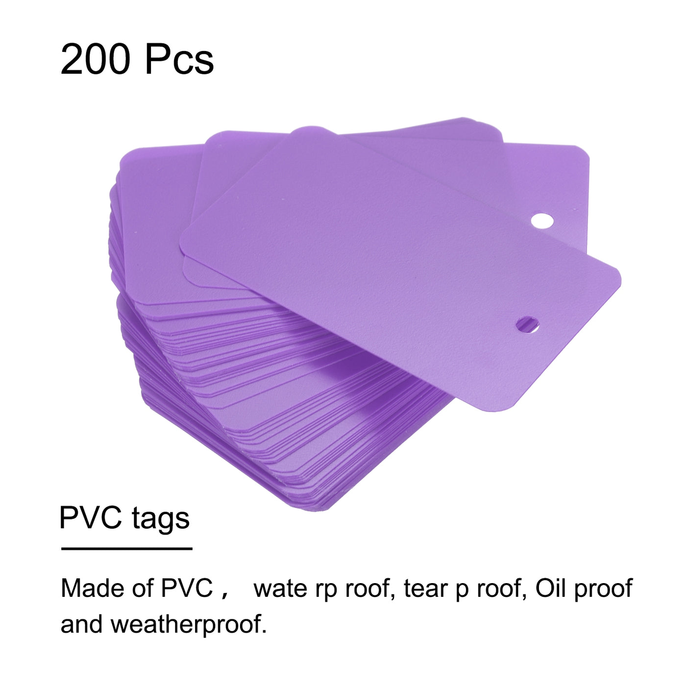 Harfington Waterproof Eyelet Hole Plastic Tags,Outdoor Tags,4x7cm Purple 200 Pcs