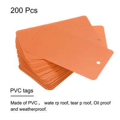 Harfington Waterproof Eyelet Hole Plastic Tags,Outdoor Tags,5x9cm Orange 200 Pcs