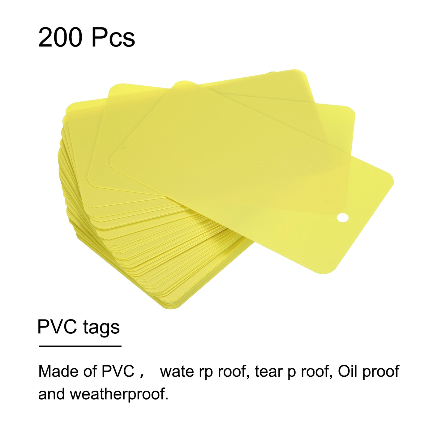 Harfington Waterproof Eyelet Hole Plastic Tags,Outdoor Tags,5x9cm Yellow 200 Pcs