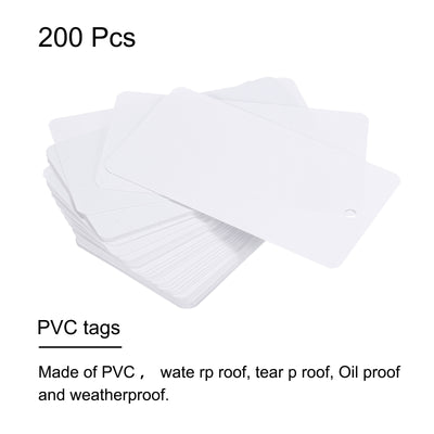 Harfington Waterproof Eyelet Hole Plastic Tags,Outdoor Tags,5x9cm White 200 Pcs