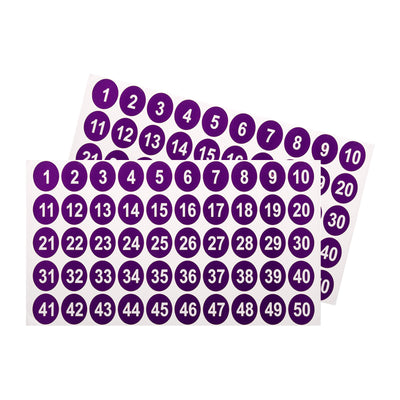 Harfington Uxcell 2 Sheets Round Number Stickers, 1-50 Consecutive Number Labels, Purple(1" Each)