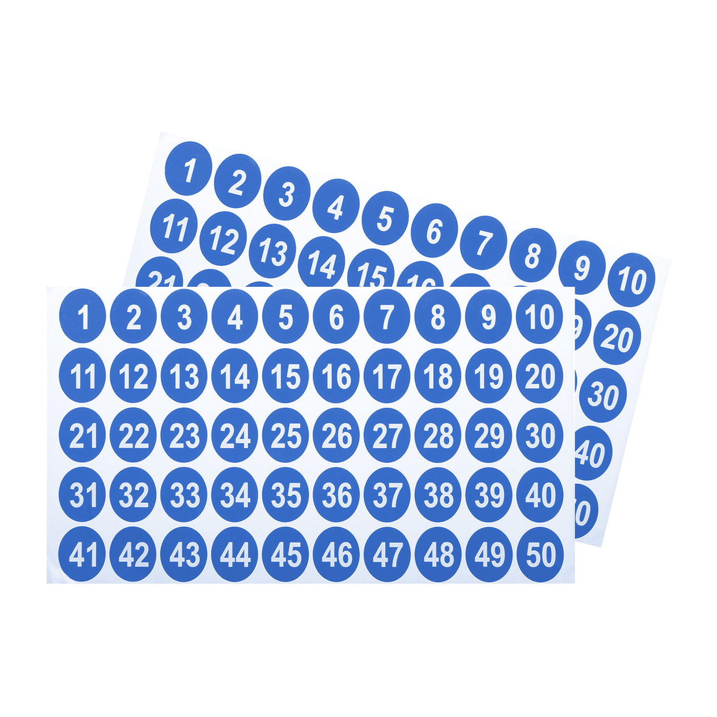 uxcell Uxcell 2 Sheets Round Number Stickers, 1-50 Consecutive Number Labels, Blue(1" Each)