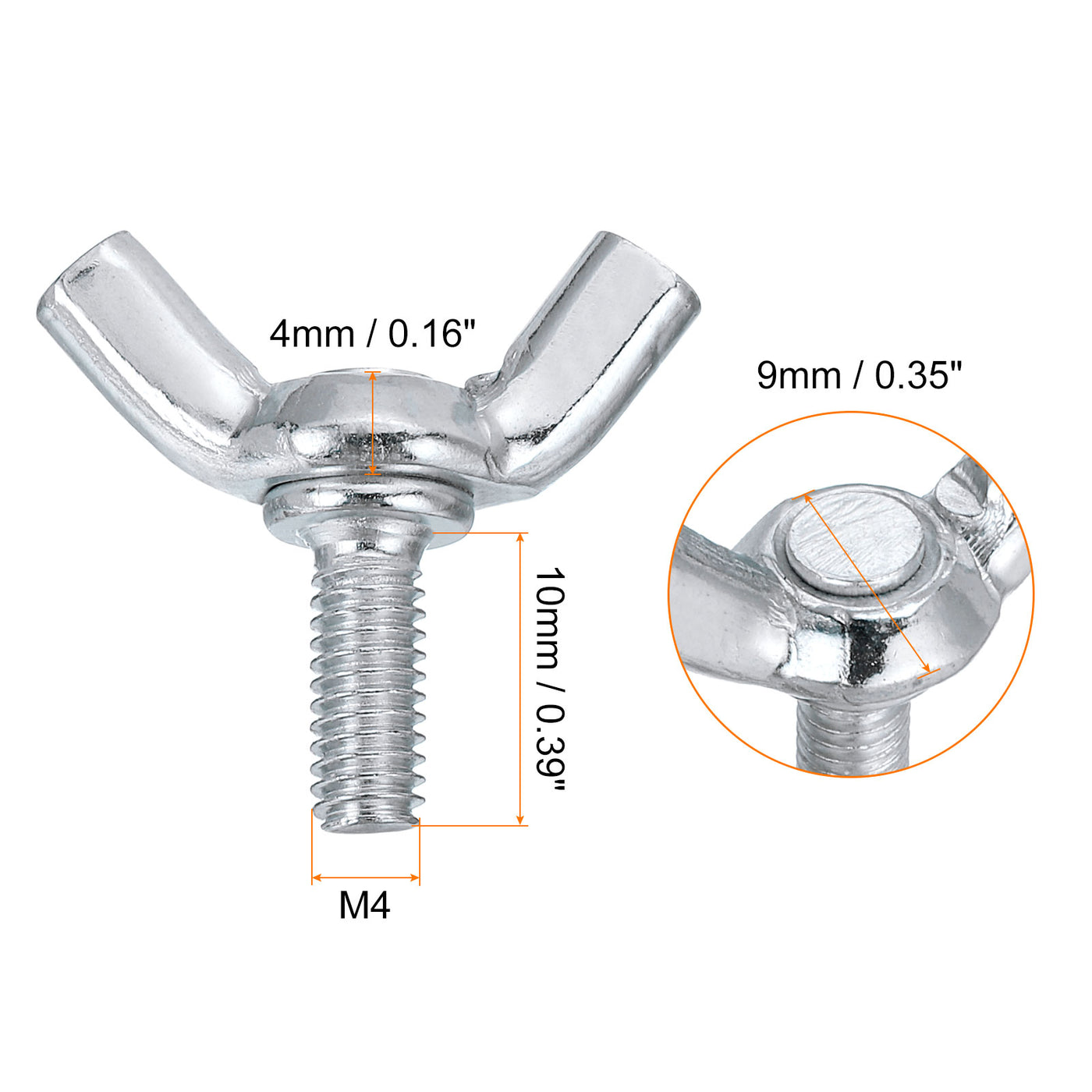 uxcell Uxcell 15pcs M4x10mm Wing Butterfly Screws Bolts, Carbon Steel Butterfly Screws