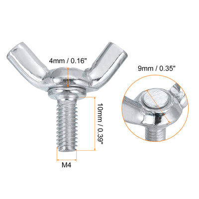 Harfington Uxcell 15pcs M4x10mm Wing Butterfly Screws Bolts, Carbon Steel Butterfly Screws