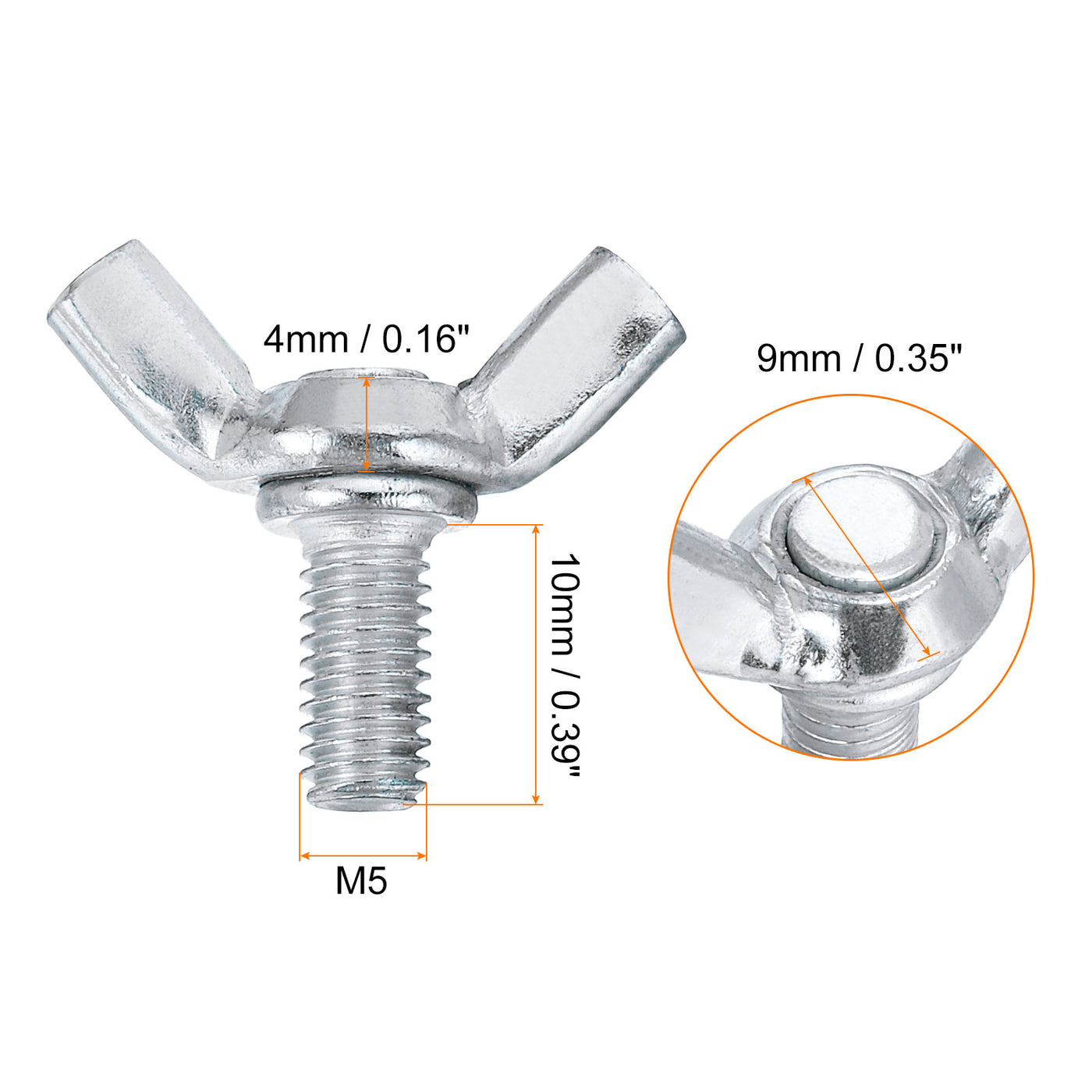 uxcell Uxcell 15pcs M5x10mm Wing Butterfly Screws Bolts, Carbon Steel Butterfly Screws