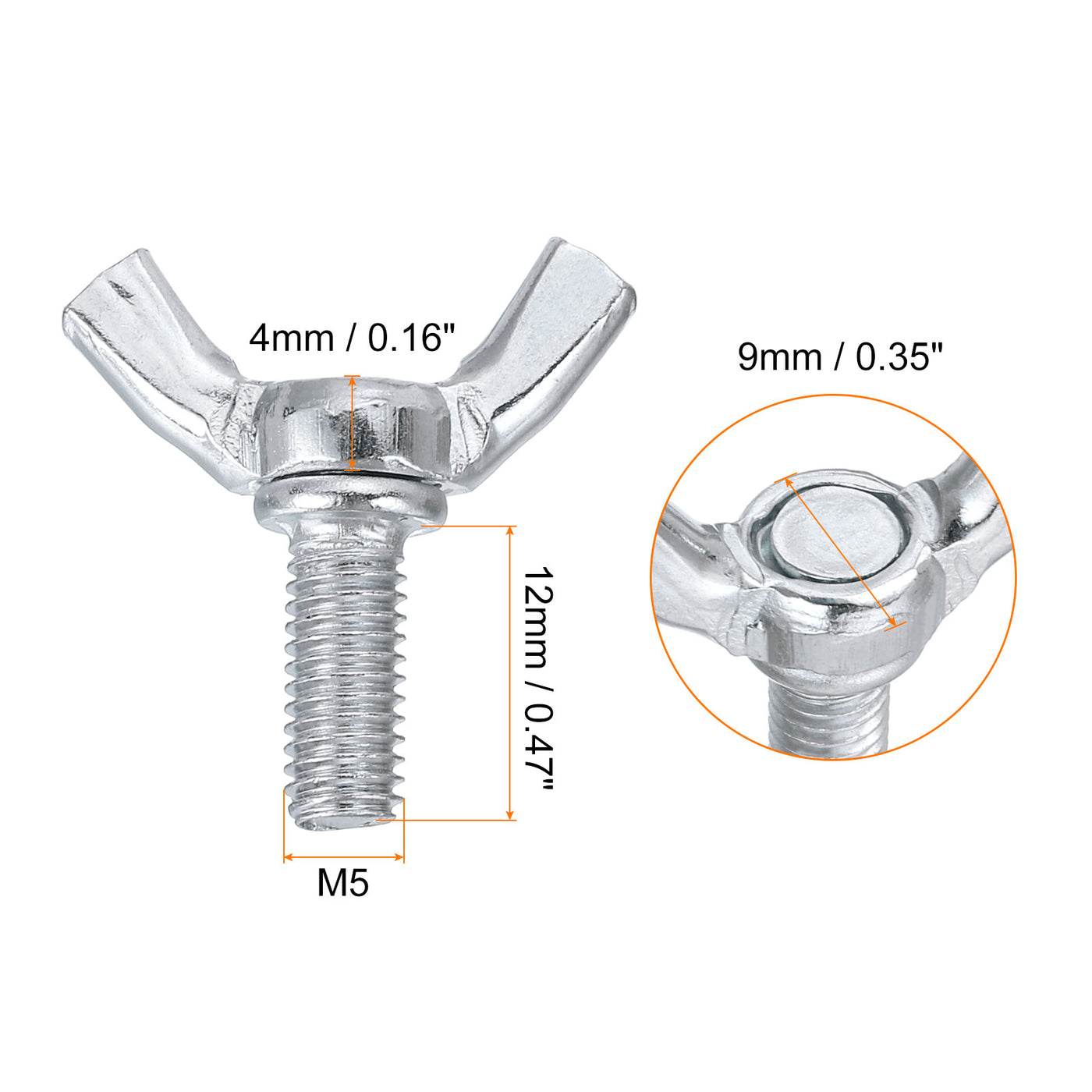 uxcell Uxcell 15pcs M5x12mm Wing Butterfly Screws Bolts, Carbon Steel Butterfly Screws