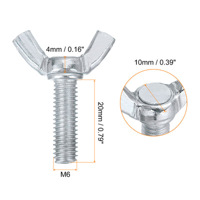 Harfington Uxcell 30pcs M6x20mm Wing Butterfly Screws Bolts, Carbon Steel Butterfly Screws