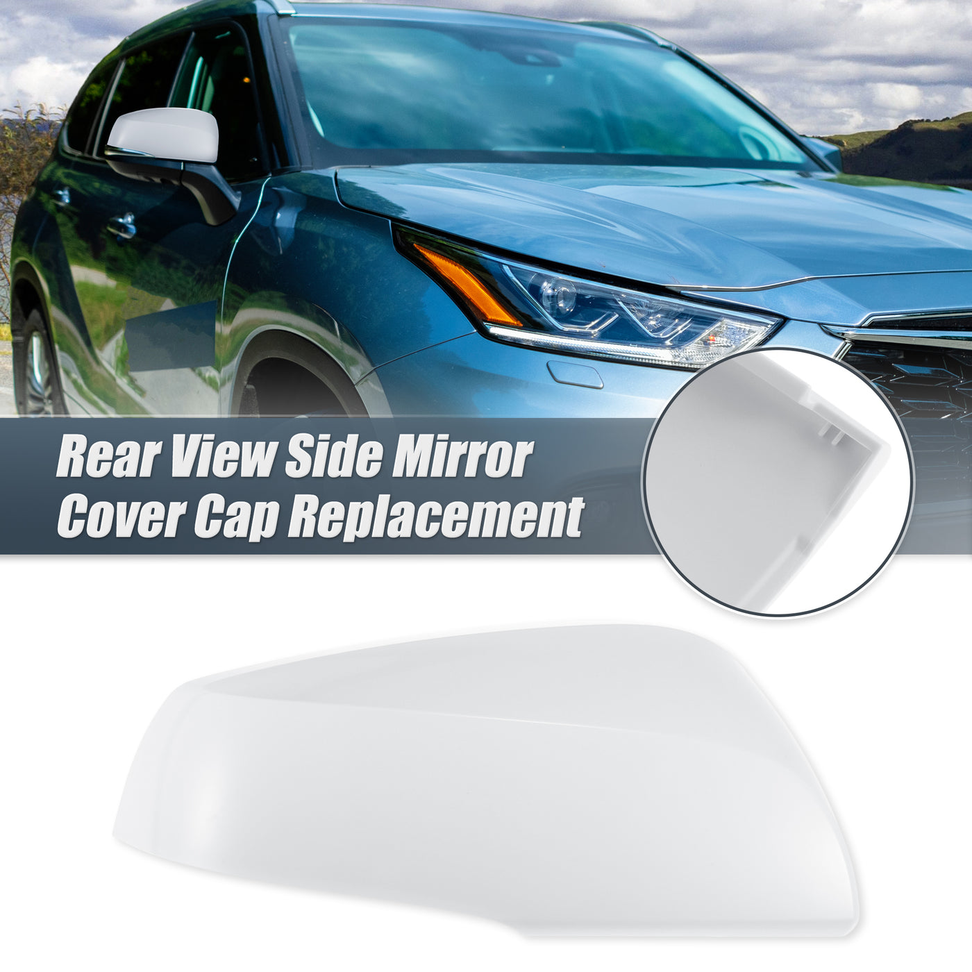 X AUTOHAUX Car Rear View Right Passenger Side Mirror Cover Cap Replacement White for Toyota Highlander 2020-2022 Mirror Guard Covers Exterior Decoration Trims