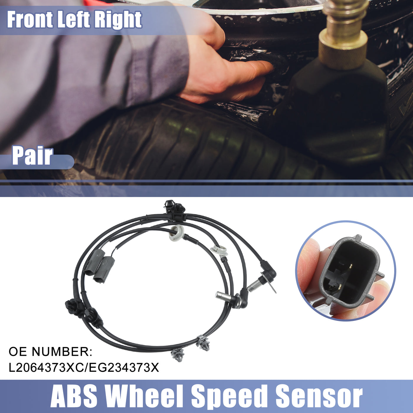 X AUTOHAUX 1 Paar vorderer linker rechter ABS-Sensor Raddrehzahlsensor Nr. L2064373XC/EG234373X für Mazda CX-7 2007-2012 für Mazda CX-9 2007-2015 Schwarz Grau