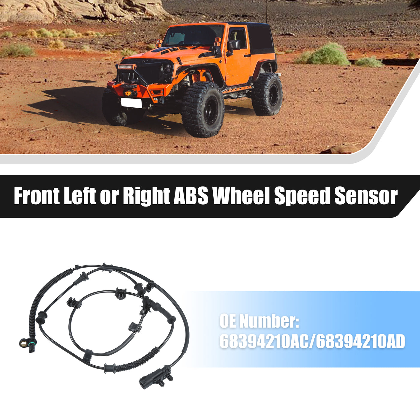 X AUTOHAUX Front Left or Right ABS Wheel Speed Sensor No.68394210AC/68394210AD for Jeep Gladiator 2020-2023 Wrangler 2018-2023