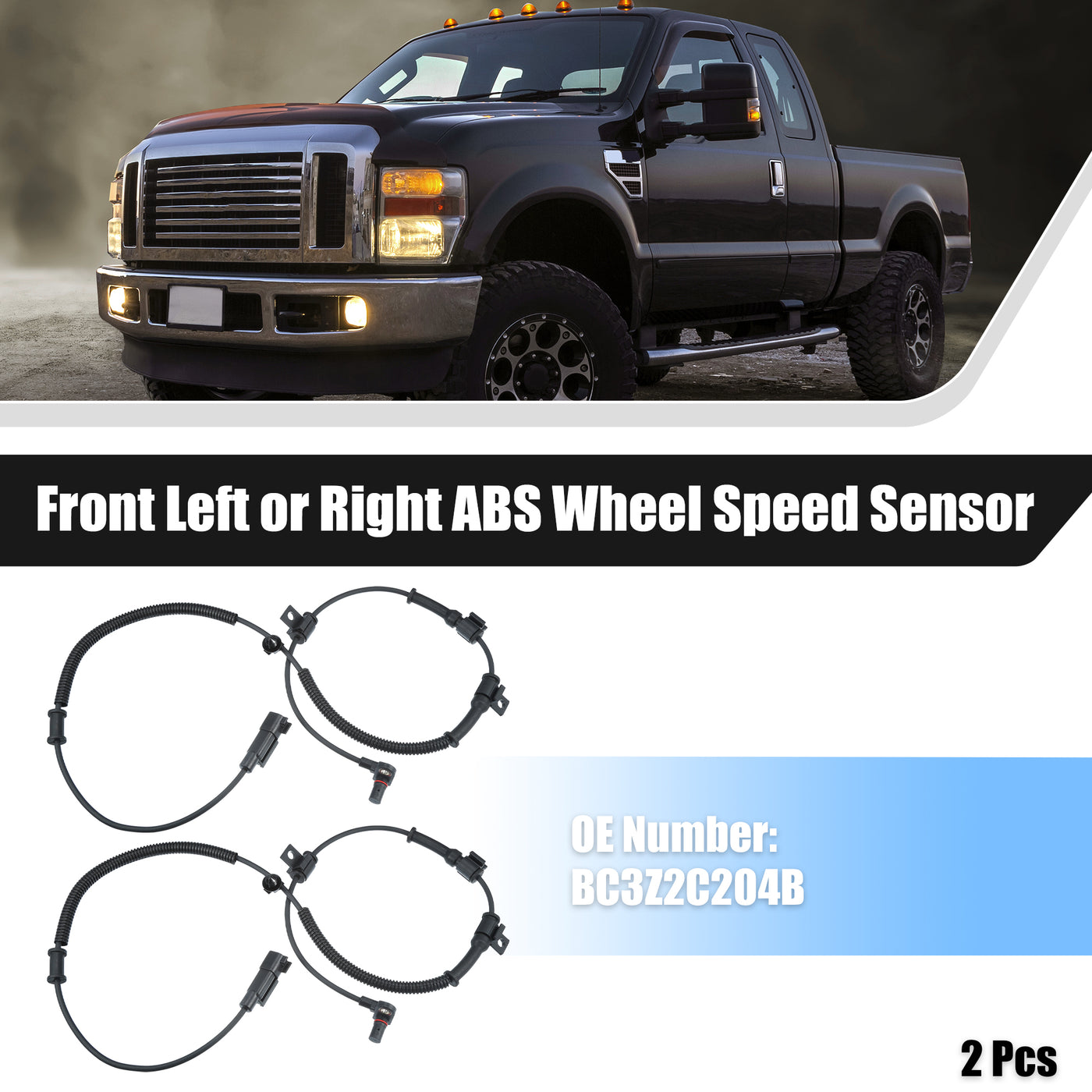 X AUTOHAUX 2pcs Front Left and Right ABS Wheel Speed Sensor No.BC3Z2C204B for Ford F250 F350 F450 F550 2011-2012