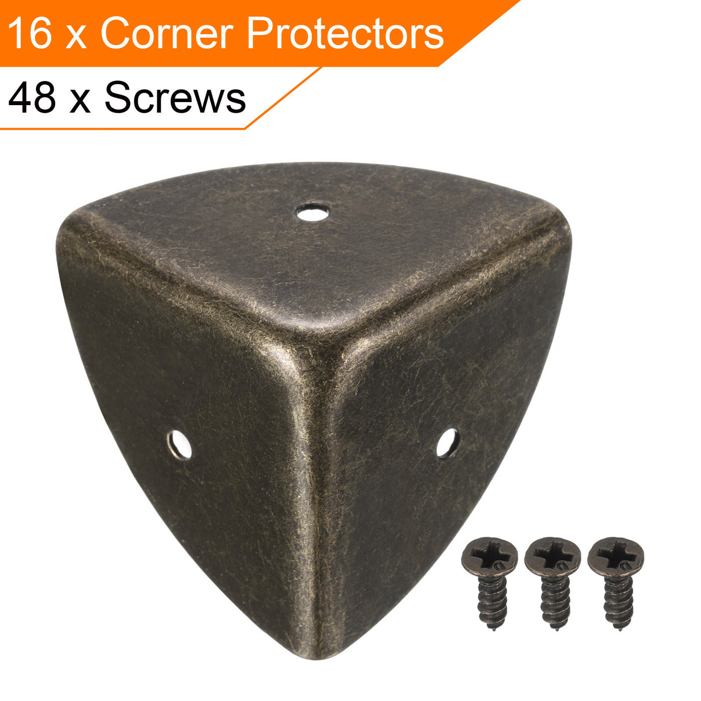 uxcell Uxcell 40x40x40mm Metal Box Corner Protectors Edge Guard Bronze Tone 16pcs