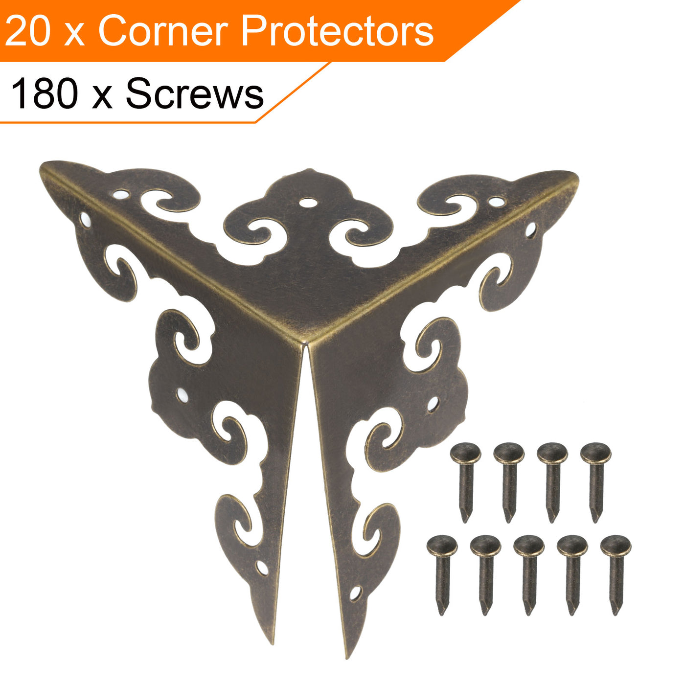 uxcell Uxcell 50x50x50mm Metal Box Corner Protectors Edge Guard Iron Bronze Tone 20pcs