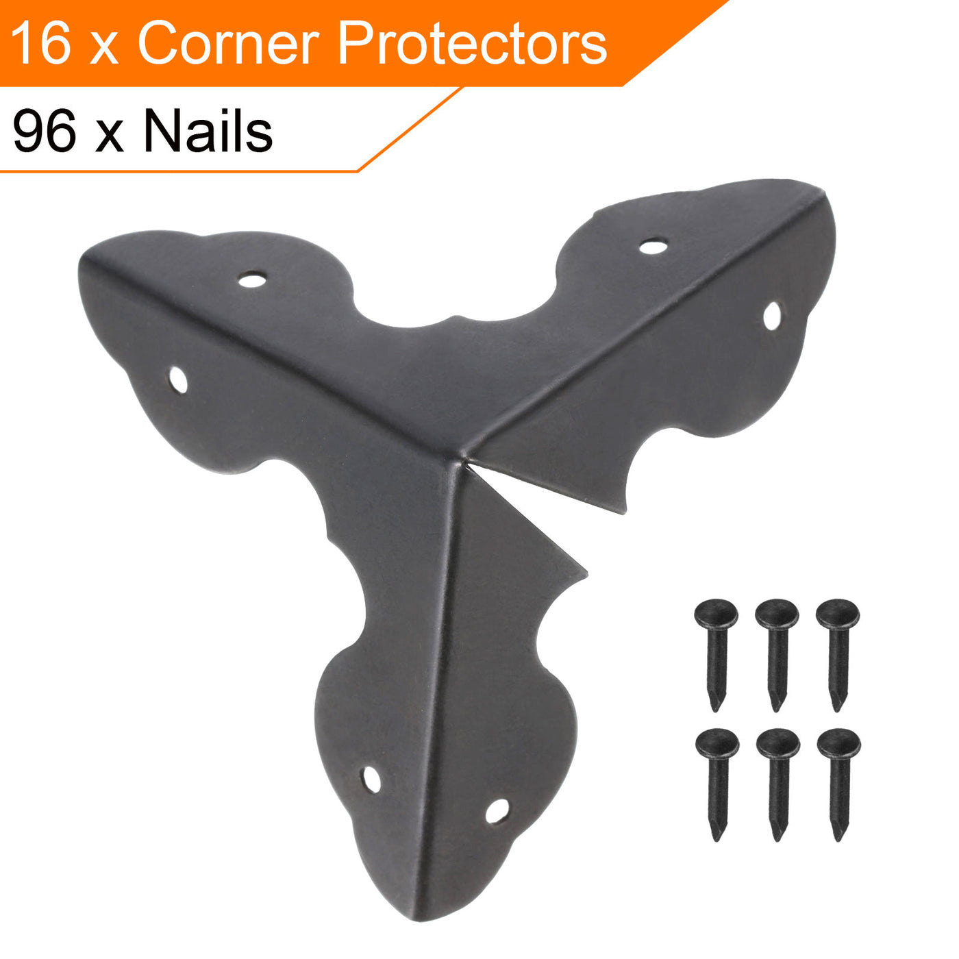 uxcell Uxcell 33x33x33mm Metal Box Corner Protectors Edge Guard Black 16pcs