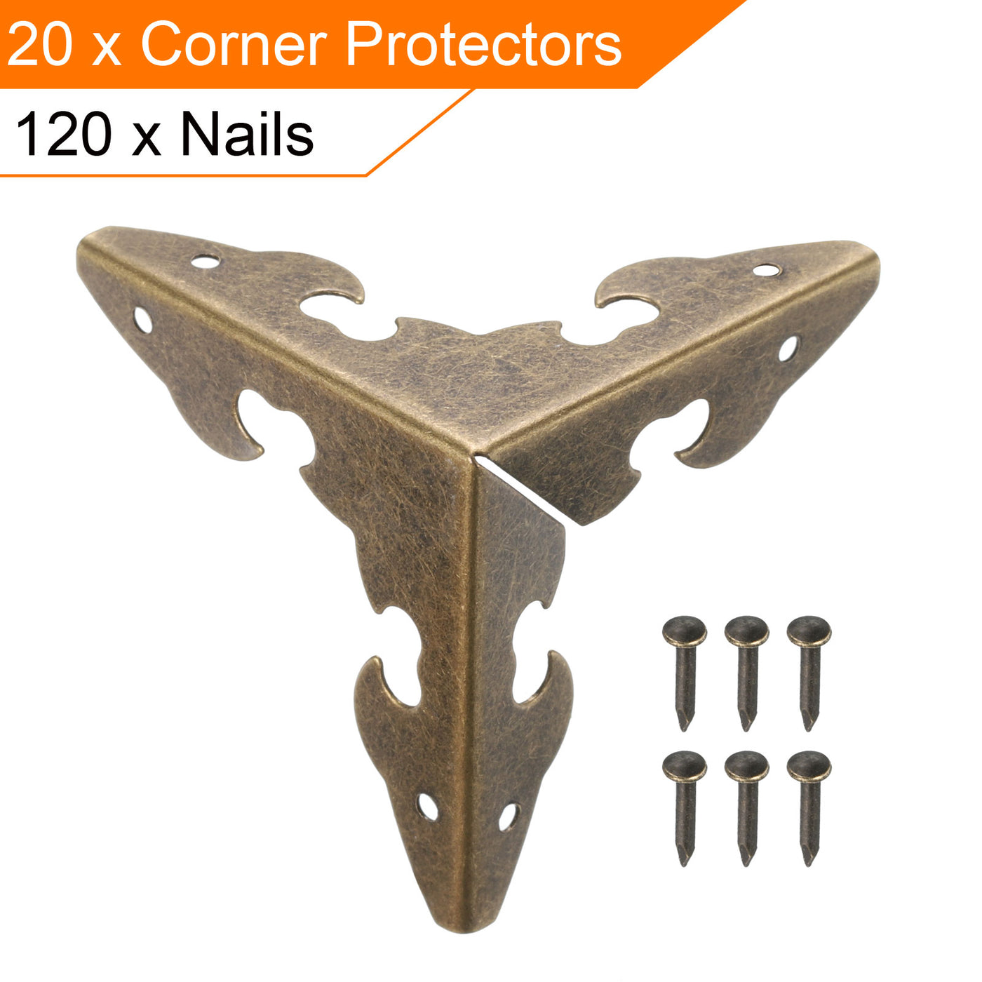 uxcell Uxcell 30 x 30 x 30mm Metal Box Corner Protectors Edge Guard Bronze Tone 20pcs