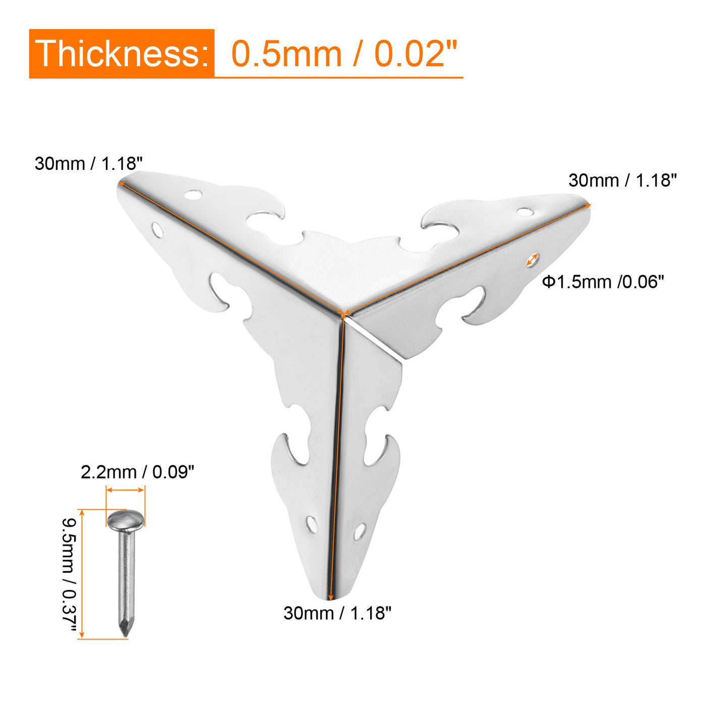 uxcell Uxcell 30x30x30mm Metall Box Ecken Schutzkappen Kantenschutz Silberfarben 16 Stück