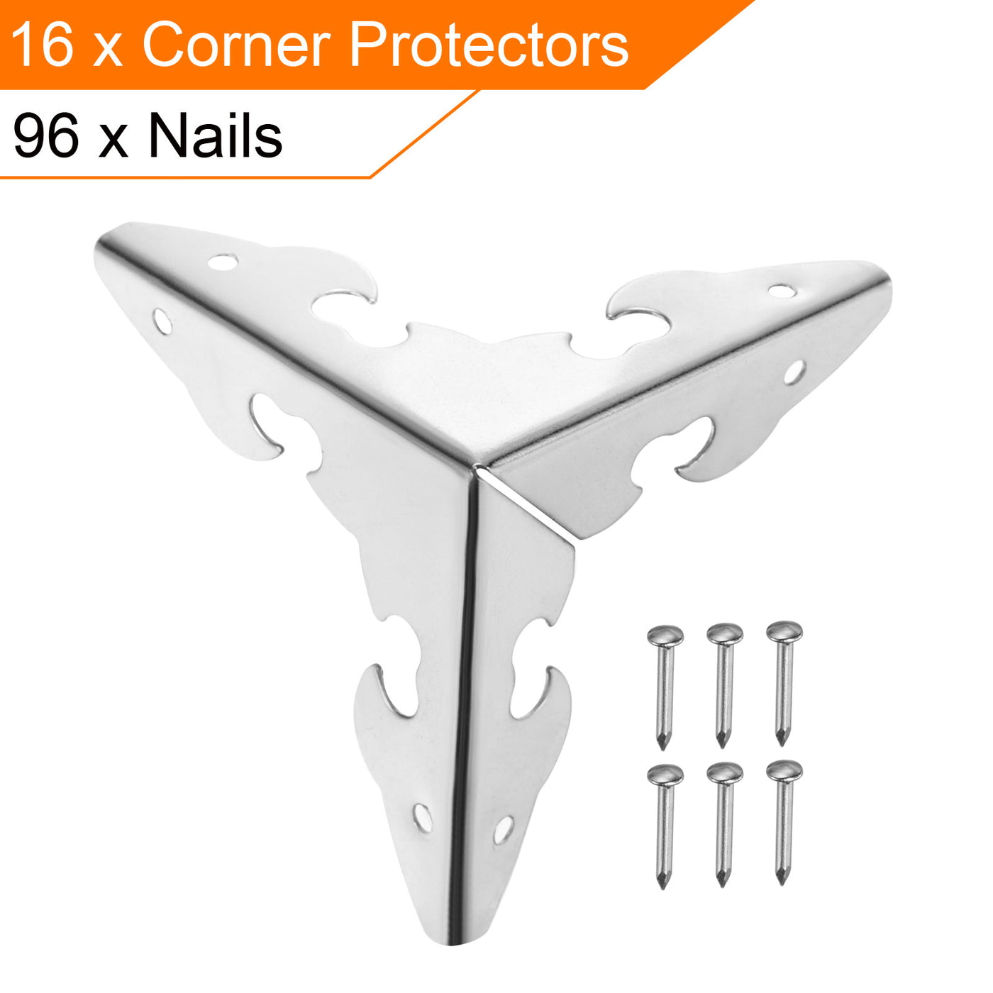 uxcell Uxcell 30x30x30mm Metal Box Corner Protectors Edge Guard Silver Tone 16pcs