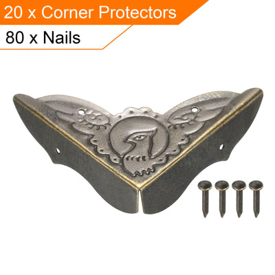 Harfington Uxcell Metal Desk Corner Protectors Table Edge Cover Guard 51x51x15mm Bronze Tone 20pcs