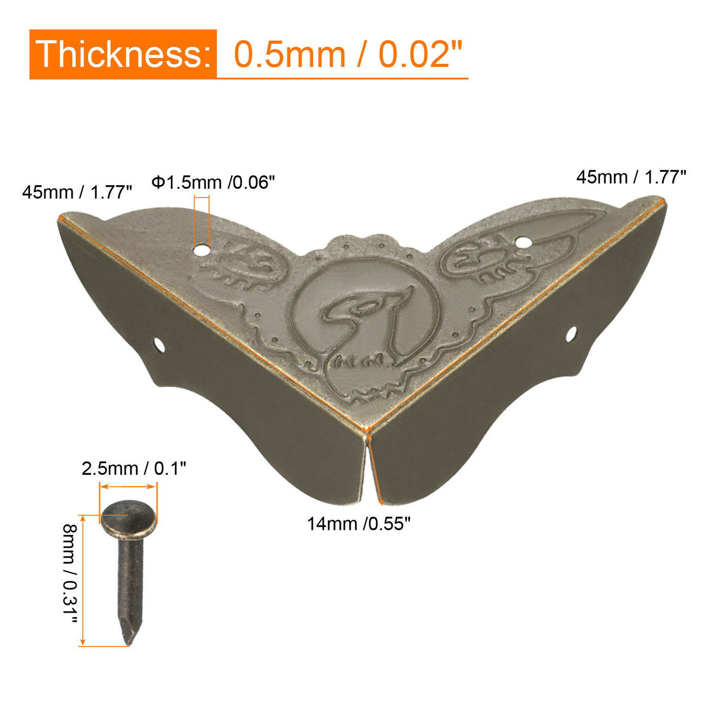 uxcell Uxcell Metall Schreibtisch Eckschützer Tischkantenschutz 45x45x14mm Bronze Ton 20 Stück