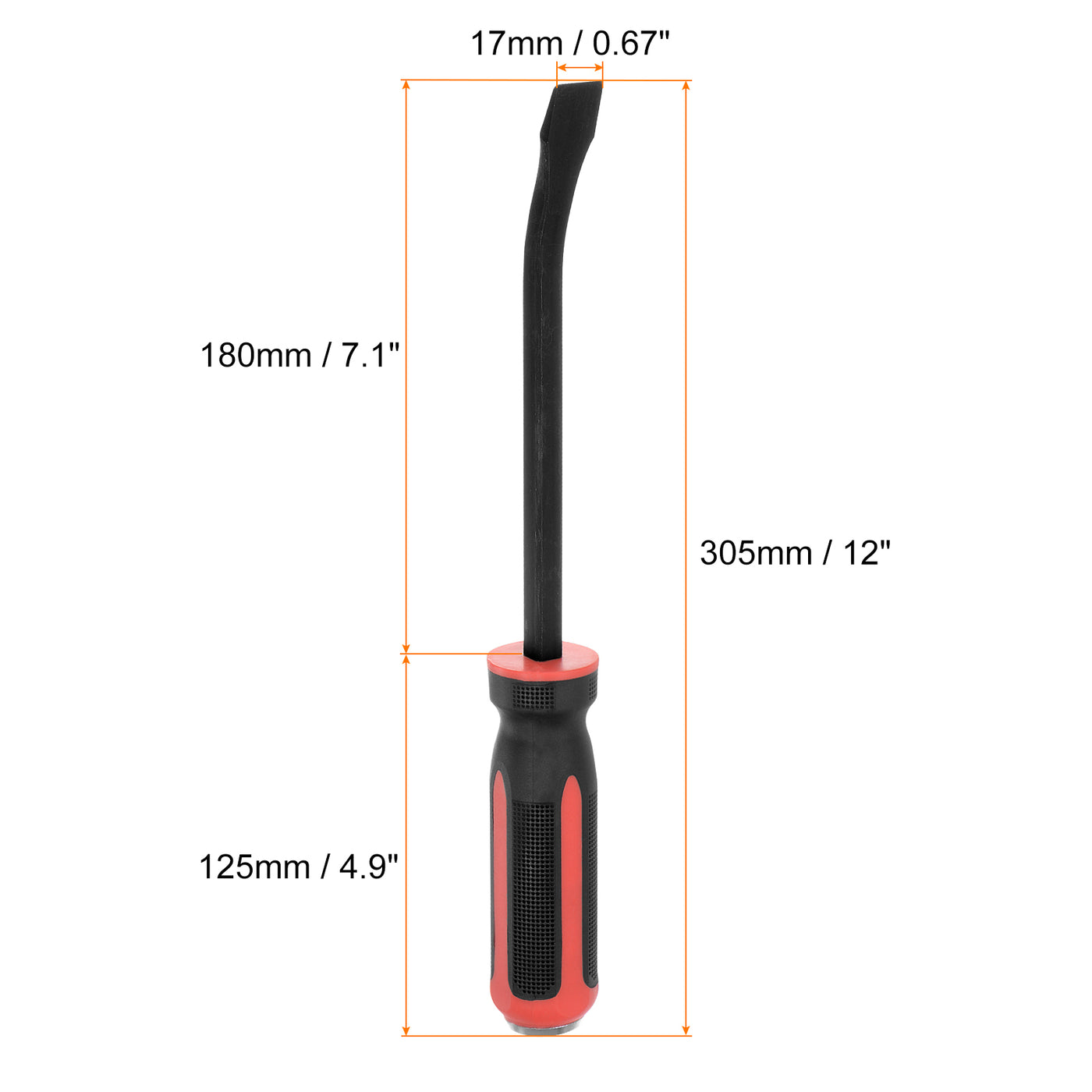 Harfington Angled Tip Pry Bar 12 Inch Curved Screwdriver Pry Bar with Strike Cap Handle