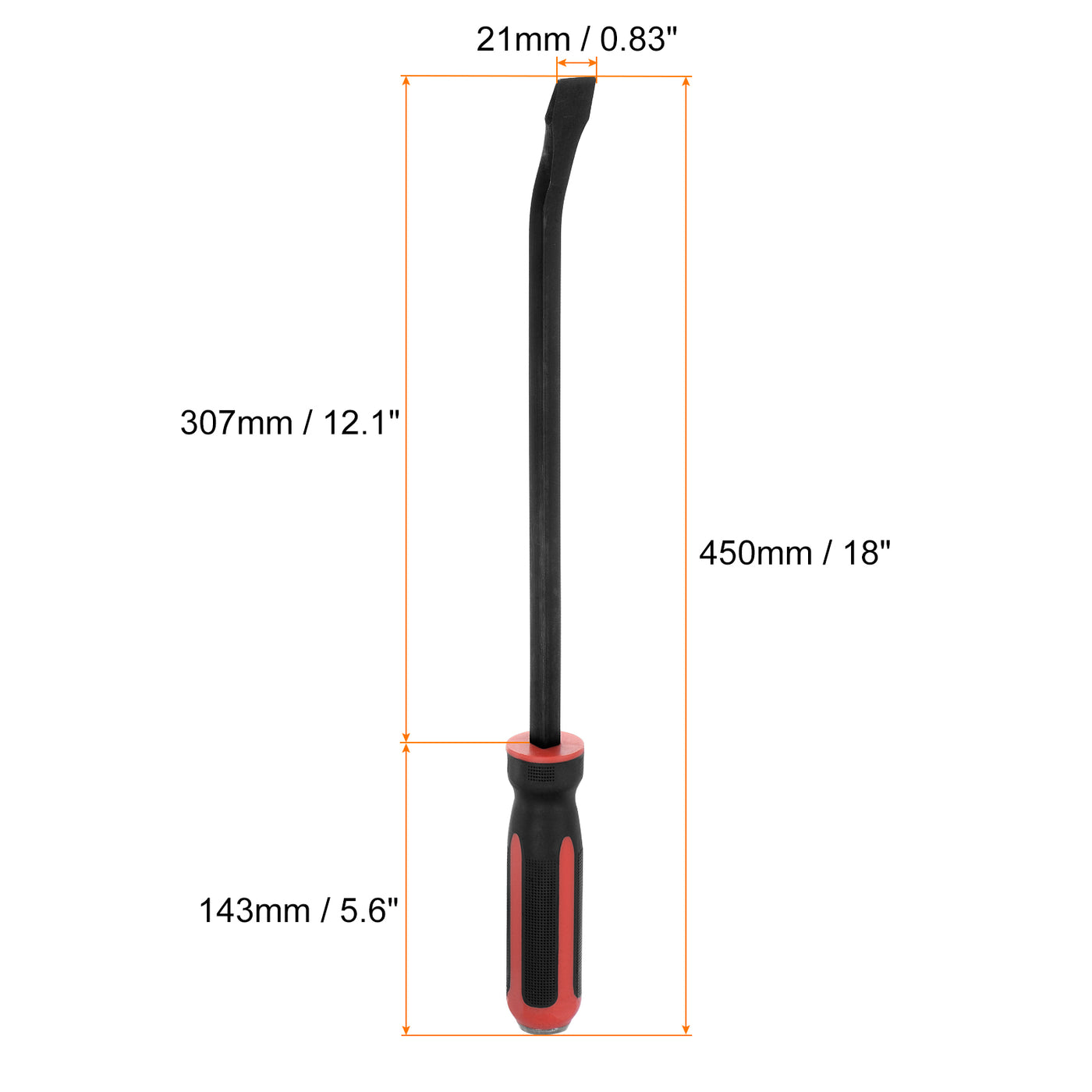 Harfington Angled Tip Pry Bar 18 Inch Curved Screwdriver Pry Bar with Strike Cap Handle