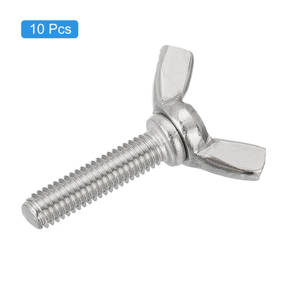 Harfington Uxcell 10pcs 304 Stainless Steel M6-1x25mm Wing Butterfly Screws Bolts