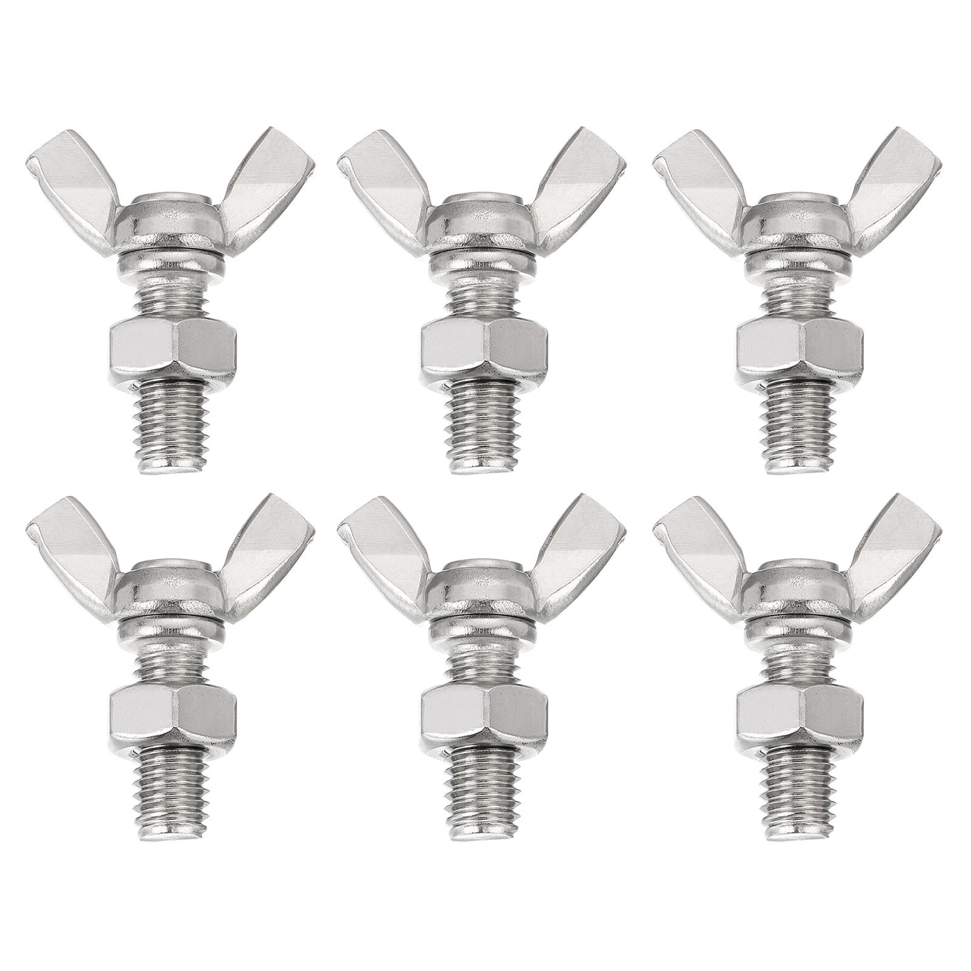 uxcell Uxcell 6pcs 304 Stainless Steel M8x20mm Wing Butterfly Screws Bolts with 6pcs Nuts