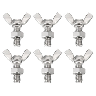 Harfington Uxcell 6pcs 304 Stainless Steel M8x20mm Wing Butterfly Screws Bolts with 6pcs Nuts