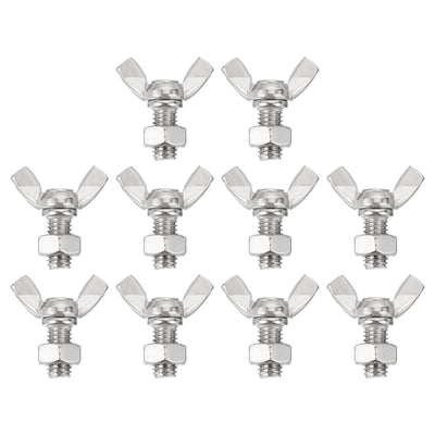 Harfington Uxcell 10pcs 304 Stainless Steel M8x16mm Wing Butterfly Screws Bolts with 10pcs Nuts