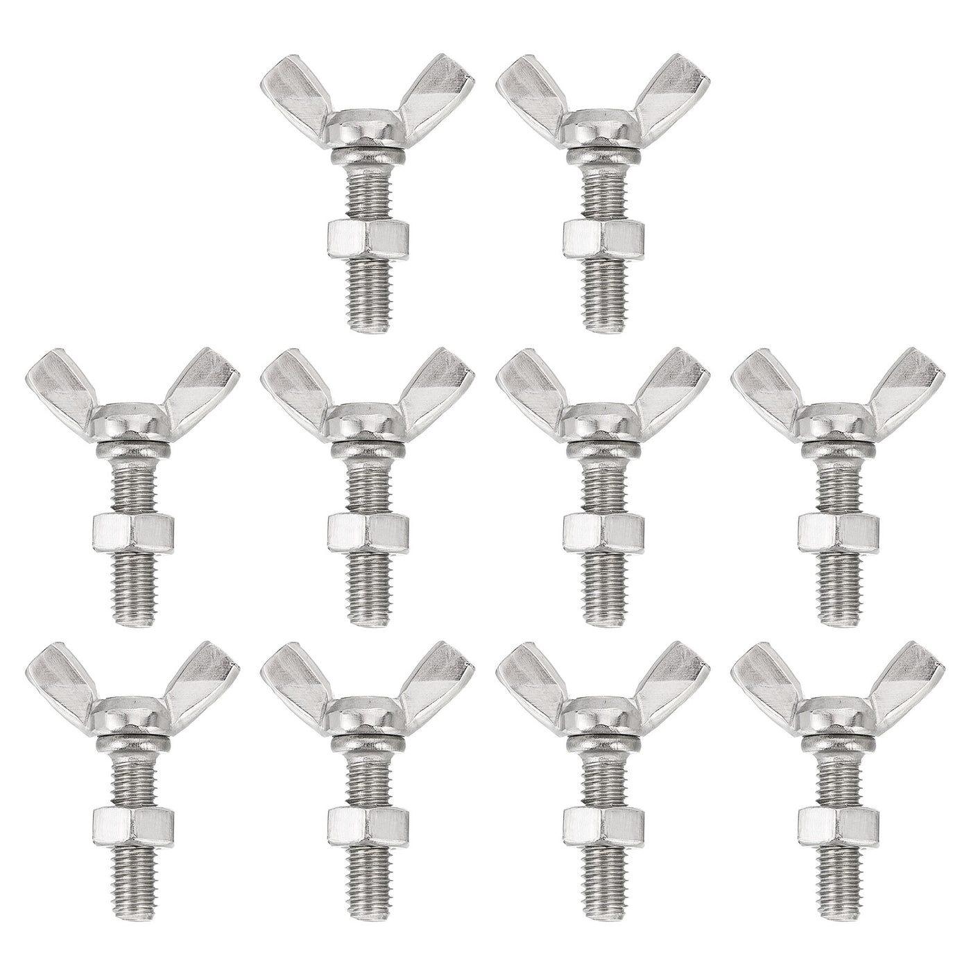 uxcell Uxcell 10pcs 304 Stainless Steel M6-1x20mm Wing Butterfly Screws Bolts with 10pcs Nuts