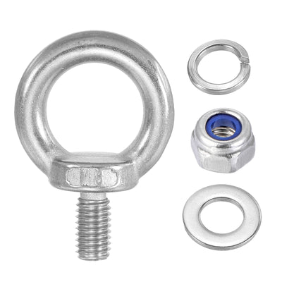 Harfington 5Pcs M8 x 13mm 304 Stainless Steel Lifting Shoulder Eye Bolt with Nuts Washers